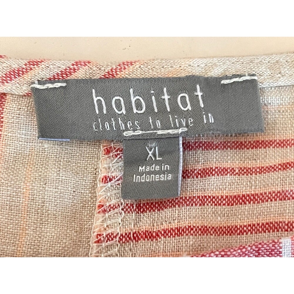 HABITAT Women's XL Linen Shirt Pink Patchwork Stripe Boxy Summer Beach Resort EU - Picture 7 of 9